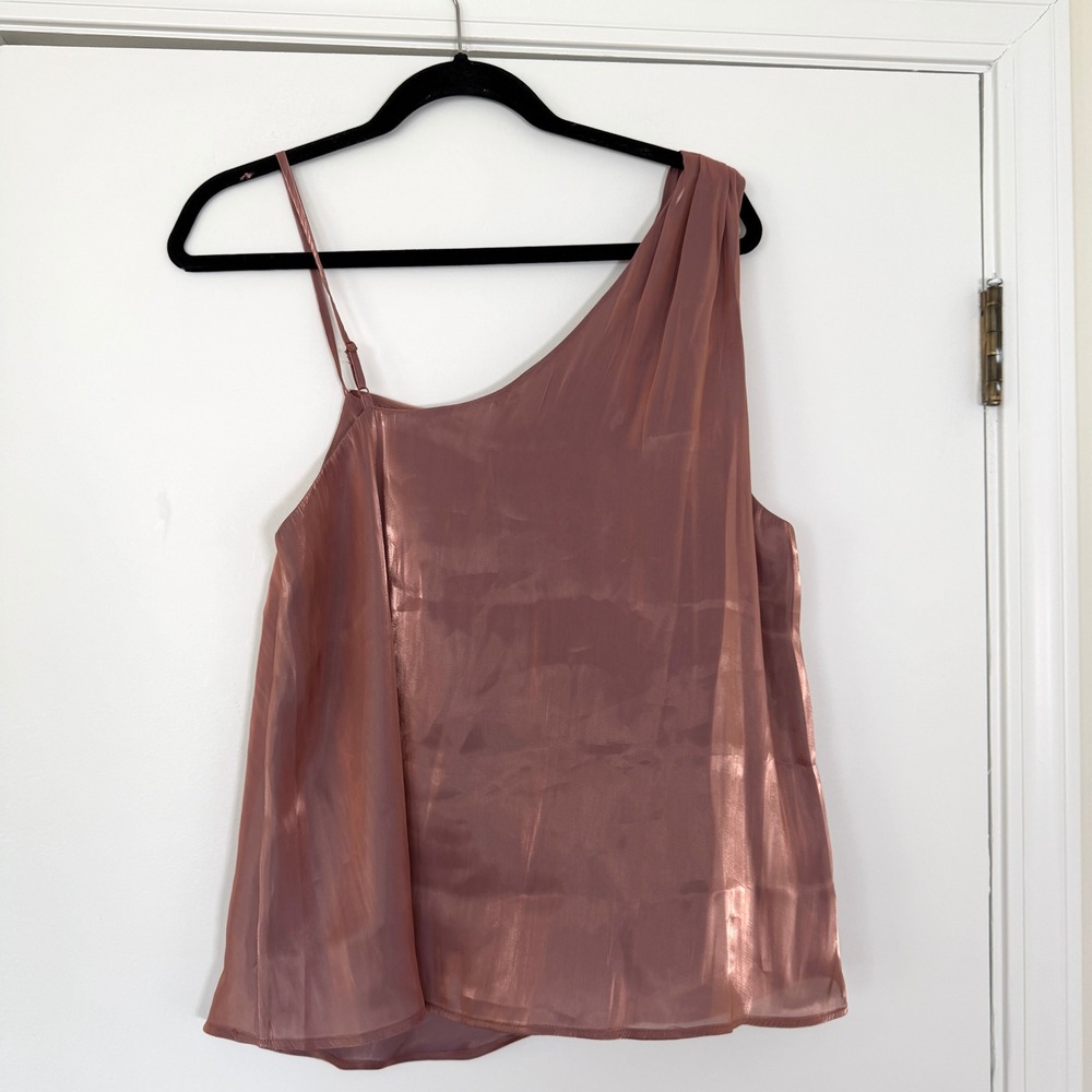 Free People Shimmy Shimmy Mauve Pink Metallic One-Shoulder Top Women's Medium - Picture 6 of 9
